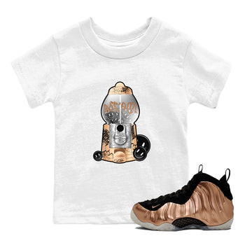 Foams One Metallic Copper shirts to match jordans Gumball Machine sneaker match tees Air Foamposite One Metallic Copper match shoes to clothes SNRT Sneaker Tees Youth Baby White 1 tee