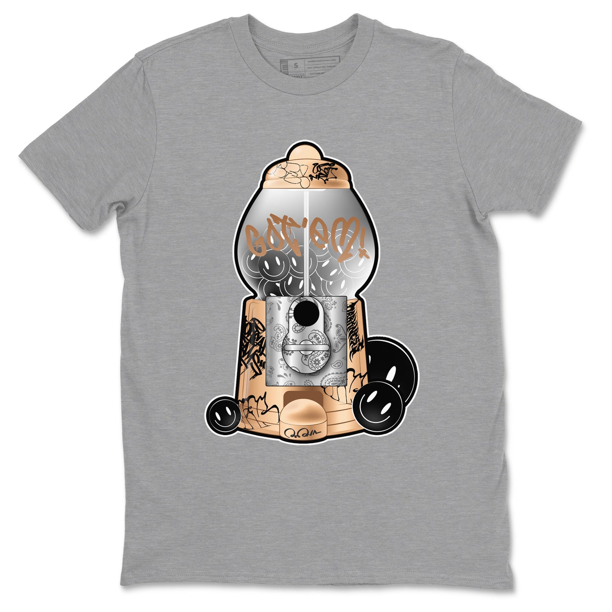 Foams One Metallic Copper shirts to match jordans Gumball Machine sneaker match tees Air Foamposite One Metallic Copper match shoes to clothes SNRT Sneaker Tees unisex cotton Heather Grey 2 shirts