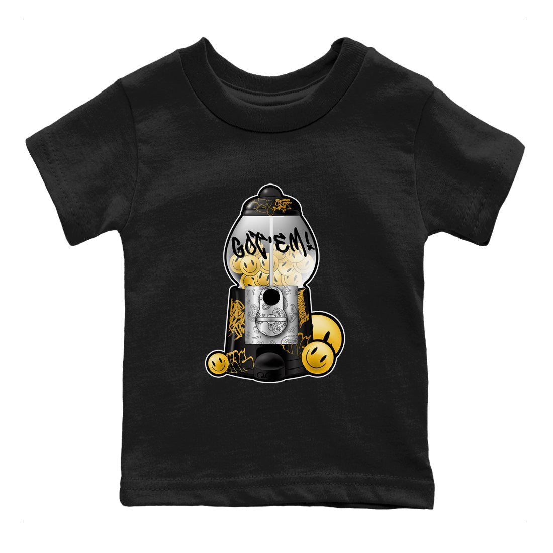 1s Black Metallic Gold shirts to match jordans Gumball Machine sneaker match tees Air Jordan 1 Black Metallic Gold SNRT Sneaker Tees streetwear brand Baby and Youth Black 2 cotton tee