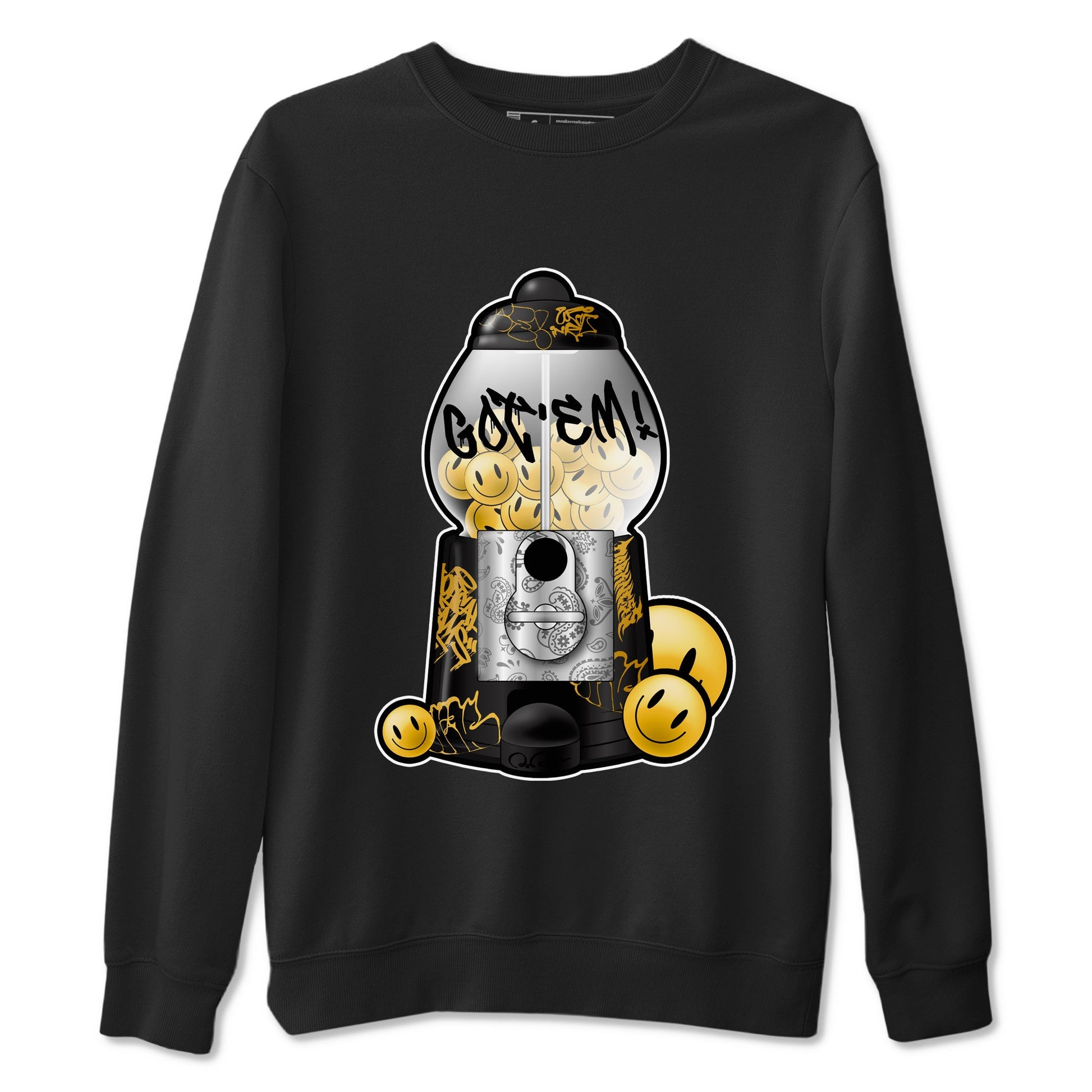 1s Black Metallic Gold shirts to match jordans Gumball Machine sneaker match tees Air Jordan 1 Black Metallic Gold SNRT Sneaker Tees streetwear brand Black 2 unisex cotton tee