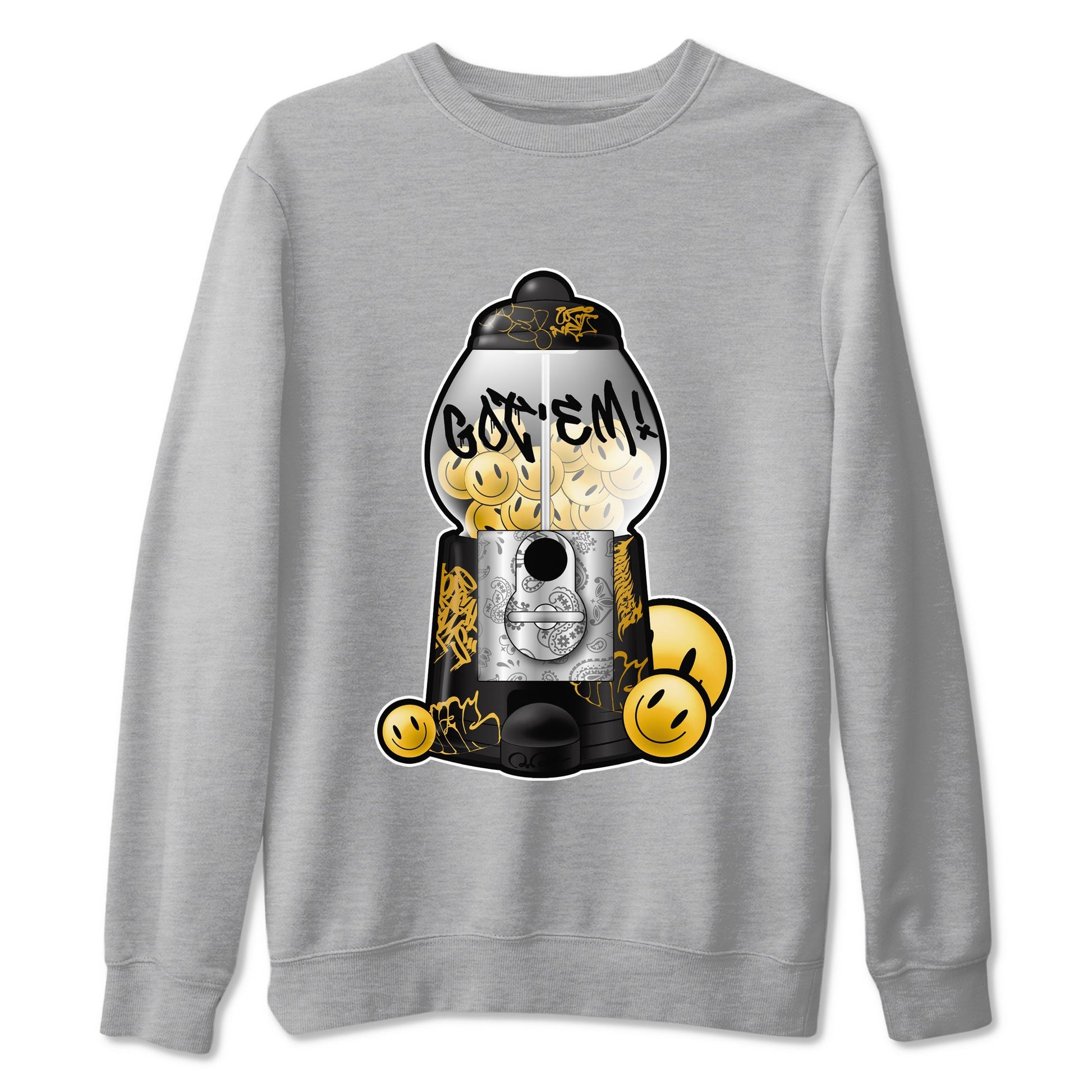1s Black Metallic Gold shirts to match jordans Gumball Machine sneaker match tees Air Jordan 1 Black Metallic Gold SNRT Sneaker Tees streetwear brand Heather Grey 2 unisex cotton tee