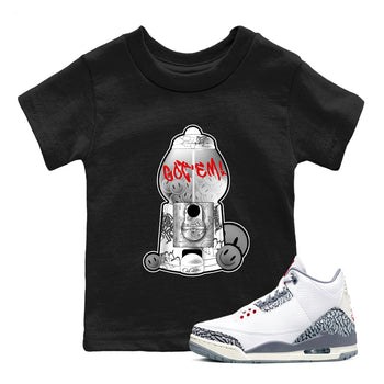 3s Cement Grey shirts to match jordans Gumball Machine sneaker match tees Air Jordan 3 Cement Grey SNRT Sneaker Release Tees Youth Baby Black 1 crew neck shirts