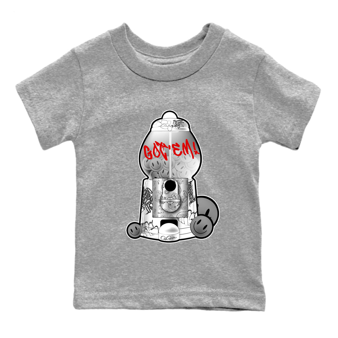3s Cement Grey shirts to match jordans Gumball Machine sneaker match tees Air Jordan 3 Cement Grey SNRT Sneaker Release Tees Youth Baby Heather Grey 2 crew neck shirts