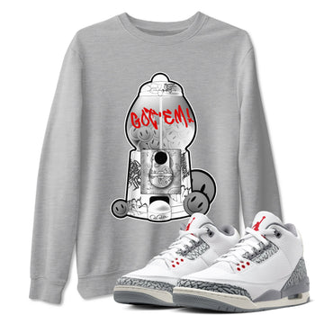 3s Cement Grey shirts to match jordans Gumball Machine sneaker match tees Air Jordan 3 Cement Grey SNRT Sneaker Release Tees unisex cotton Heather Grey 1 crew neck shirts