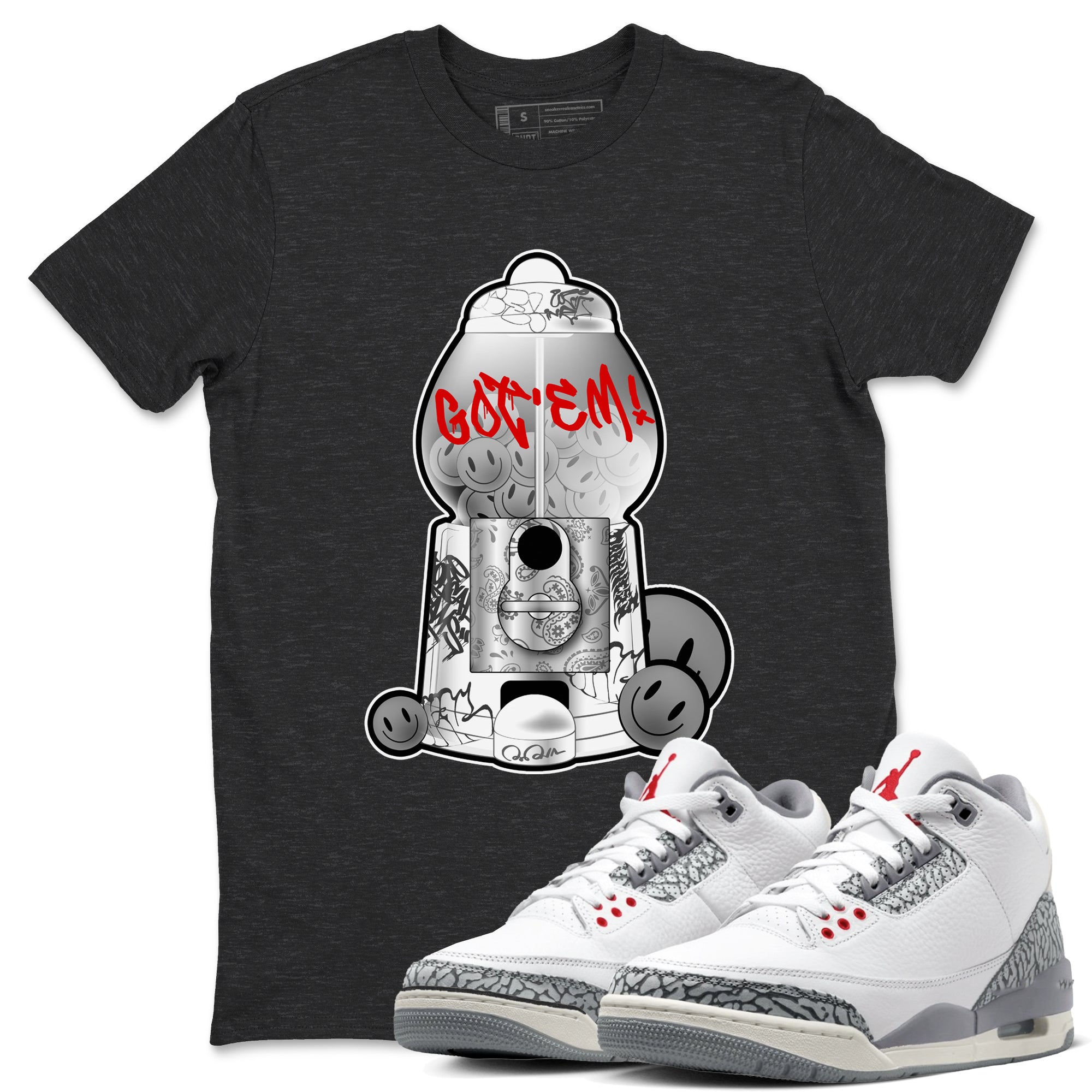 3s Cement Grey shirts to match jordans Gumball Machine sneaker match tees Air Jordan 3 Cement Grey SNRT Sneaker Release Tees unisex cotton Charcoal Heather 1 crew neck shirts
