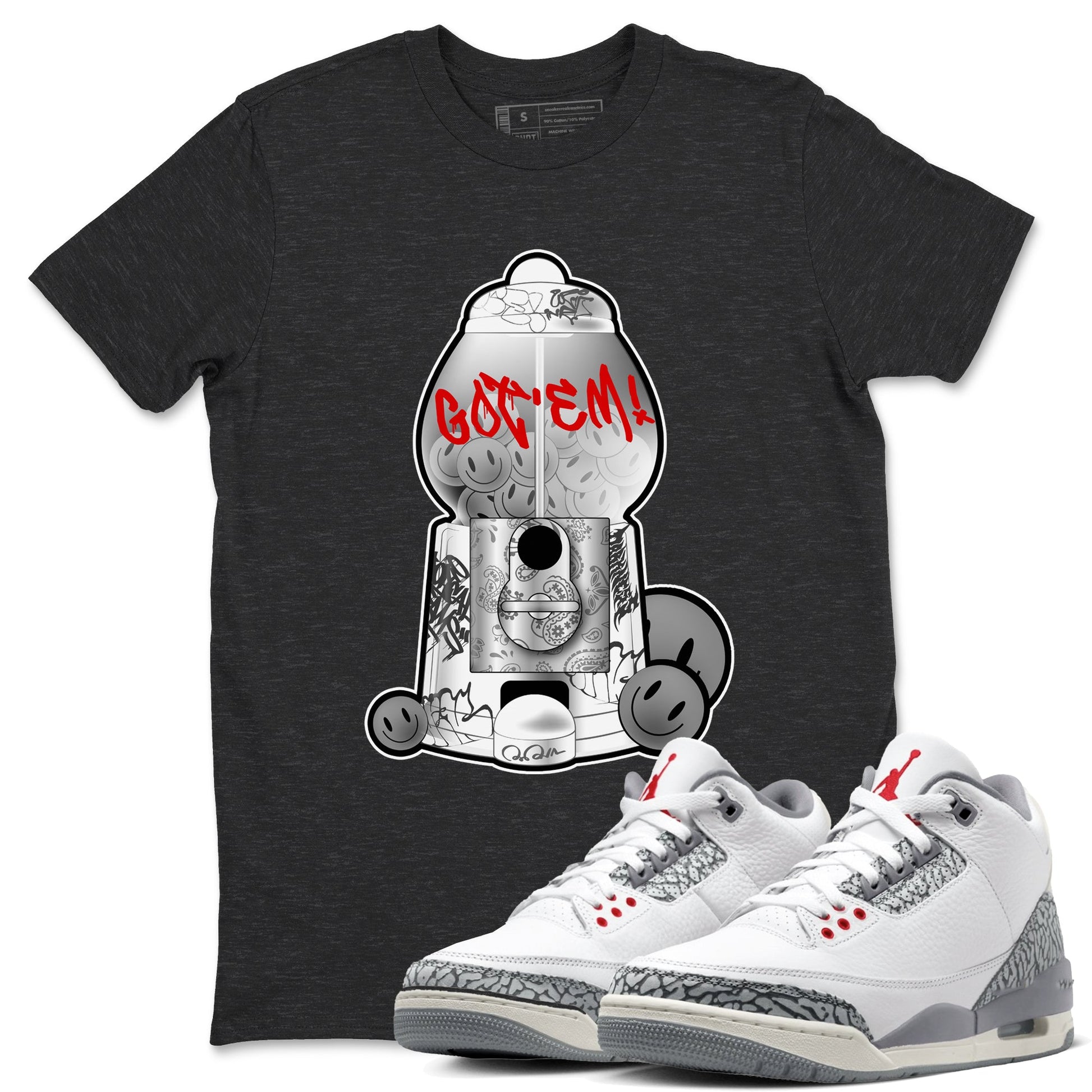 3s Cement Grey shirts to match jordans Gumball Machine sneaker match tees Air Jordan 3 Cement Grey SNRT Sneaker Release Tees unisex cotton Charcoal Heather 1 crew neck shirts
