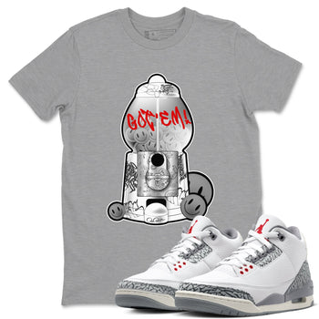 3s Cement Grey shirts to match jordans Gumball Machine sneaker match tees Air Jordan 3 Cement Grey SNRT Sneaker Release Tees unisex cotton Heather Grey 1 crew neck shirts