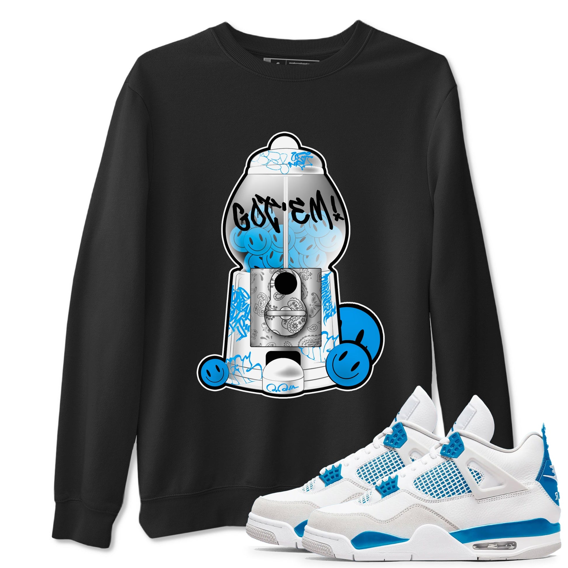 Air Jordan 4 Industrial Blue shirt to match jordans Gumball Machine sneaker tees Air Jordan 4 Military Blue SNRT Sneaker Release Tees unisex cotton Black 1 crew neck shirt