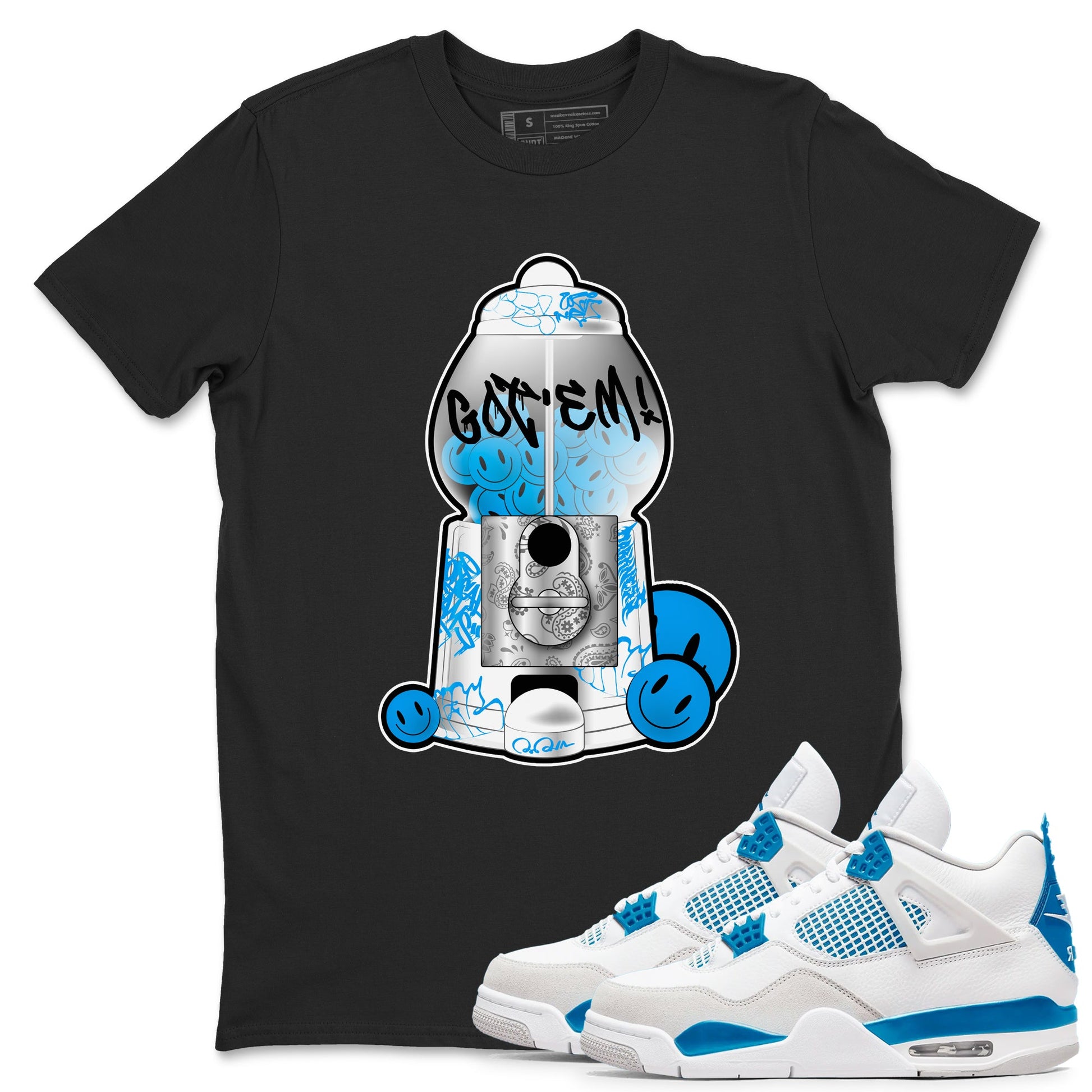 Air Jordan 4 Industrial Blue shirt to match jordans Gumball Machine sneaker tees Air Jordan 4 Military Blue SNRT Sneaker Release Tees unisex cotton Black 1 crew neck shirt