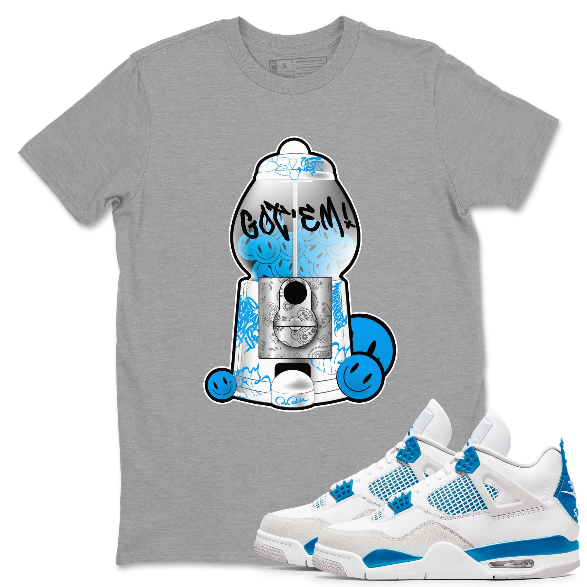 Air Jordan 4 Industrial Blue shirt to match jordans Gumball Machine sneaker tees Air Jordan 4 Military Blue SNRT Sneaker Release Tees unisex cotton Heather Grey 1 crew neck shirt