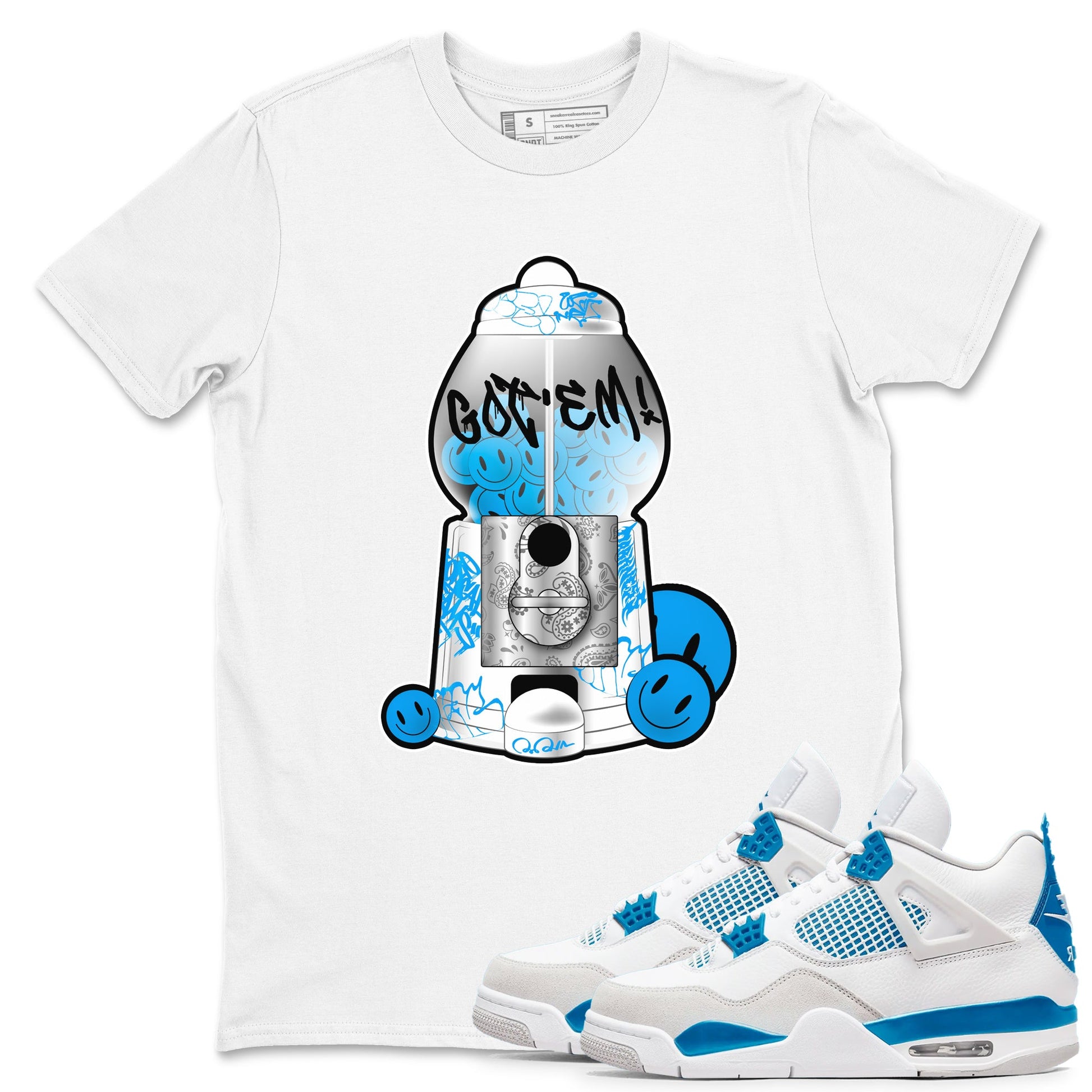 Air Jordan 4 Industrial Blue shirt to match jordans Gumball Machine sneaker tees Air Jordan 4 Military Blue SNRT Sneaker Release Tees unisex cotton White 1 crew neck shirt