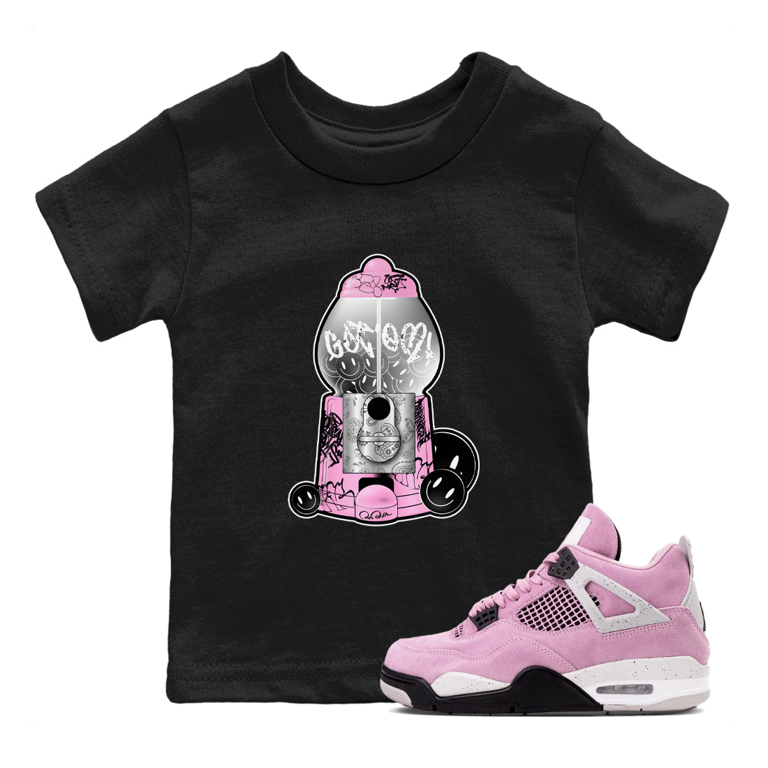 Air Jordan 4  Retro Orchid shirts to match jordans Gumball Machine sneaker match tees 4s WMNS Orchid match shoes to clothes SNRT Sneaker Tees Youth Baby Black 1 tee
