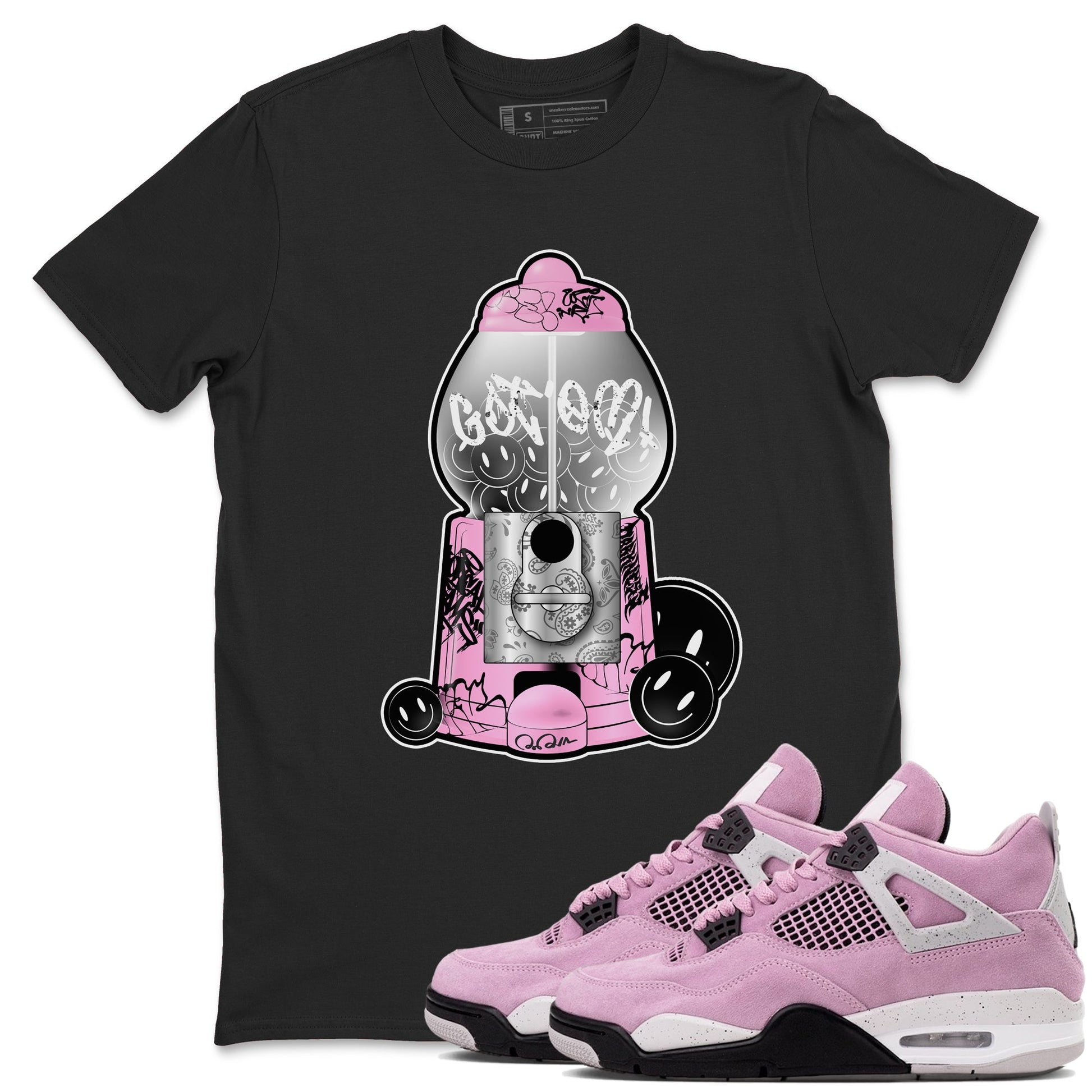Air Jordan 4  Retro Orchid shirts to match jordans Gumball Machine sneaker match tees 4s WMNS Orchid match shoes to clothes SNRT Sneaker Tees unisex cotton Black 1 shirts