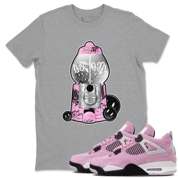 Air Jordan 4  Retro Orchid shirts to match jordans Gumball Machine sneaker match tees 4s WMNS Orchid match shoes to clothes SNRT Sneaker Tees unisex cotton Heather Grey 1 shirts