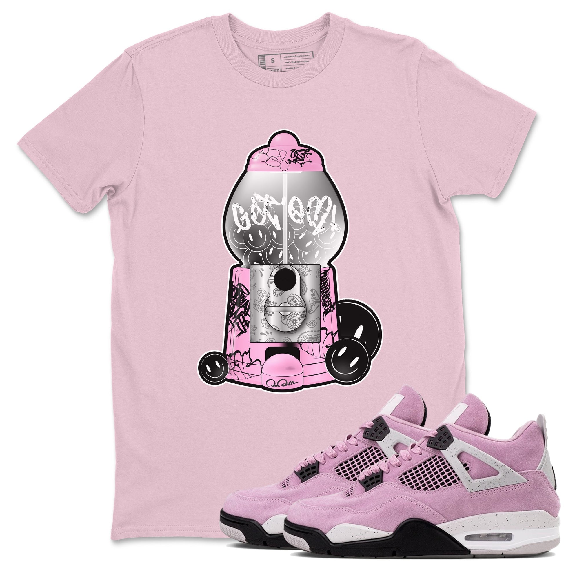 Air Jordan 4  Retro Orchid shirts to match jordans Gumball Machine sneaker match tees 4s WMNS Orchid match shoes to clothes SNRT Sneaker Tees unisex cotton Pink 1 shirts
