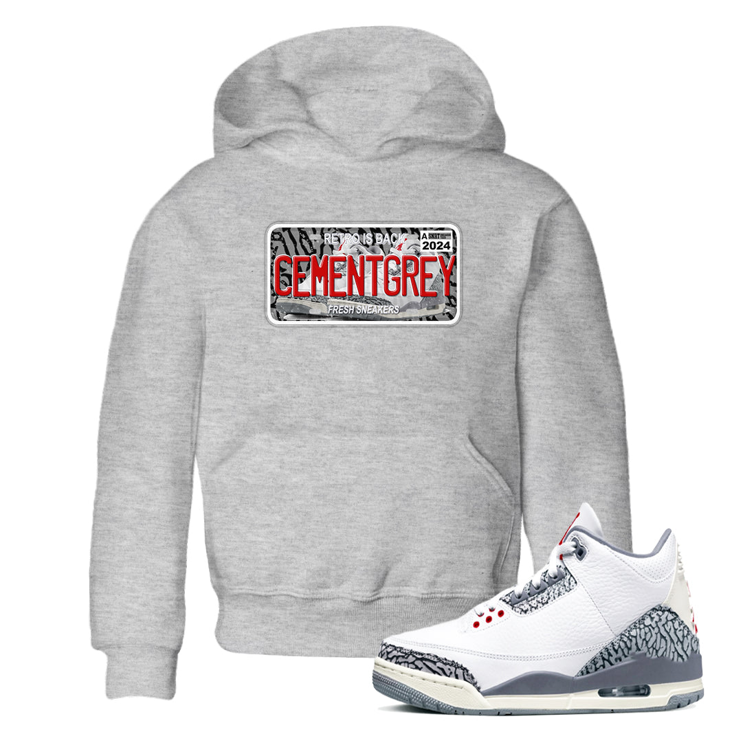Sneaker Plate SNRT Sneaker Tees Kids - Air Jordan 3 Cement Grey - SNRT Sneaker T-shirts