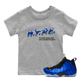 Air Foamposite One Royal shirts to match jordans H.Y.P.E sneaker match tees Foams One Royal match shoes to clothes SNRT Sneaker Tees Youth Baby Heather Grey 1 tee