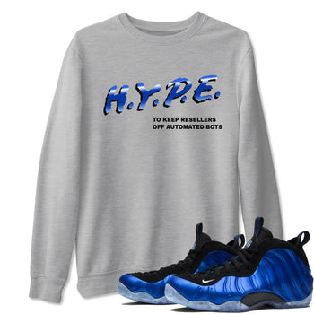 Air Foamposite One Royal shirts to match jordans H.Y.P.E sneaker match tees Foams One Royal match shoes to clothes SNRT Sneaker Tees unisex cotton Heather Grey 1 shirts