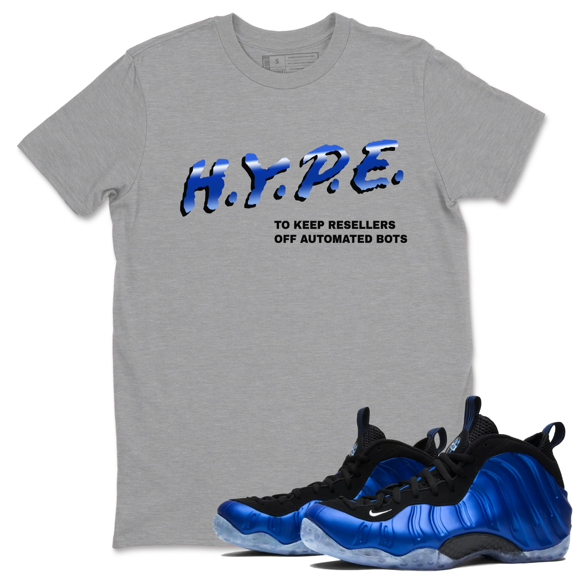 Air Foamposite One Royal shirts to match jordans H.Y.P.E sneaker match tees Foams One Royal match shoes to clothes SNRT Sneaker Tees unisex cotton Heather Grey 1 shirts
