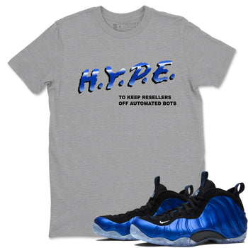 Air Foamposite One Royal shirts to match jordans H.Y.P.E sneaker match tees Foams One Royal match shoes to clothes SNRT Sneaker Tees unisex cotton Heather Grey 1 shirts