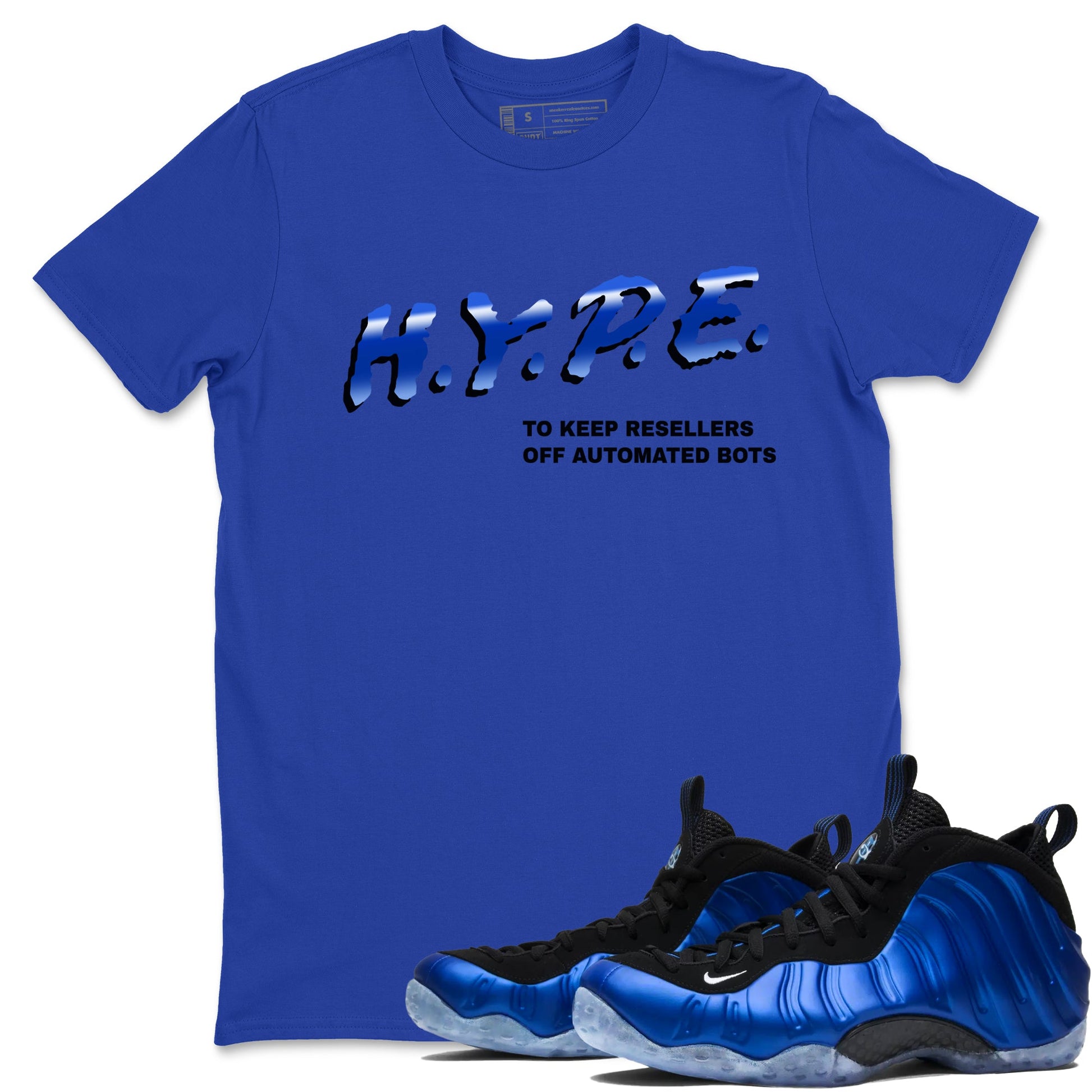 Air Foamposite One Royal shirts to match jordans H.Y.P.E sneaker match tees Foams One Royal match shoes to clothes SNRT Sneaker Tees unisex cotton Royal Blue 1 shirts