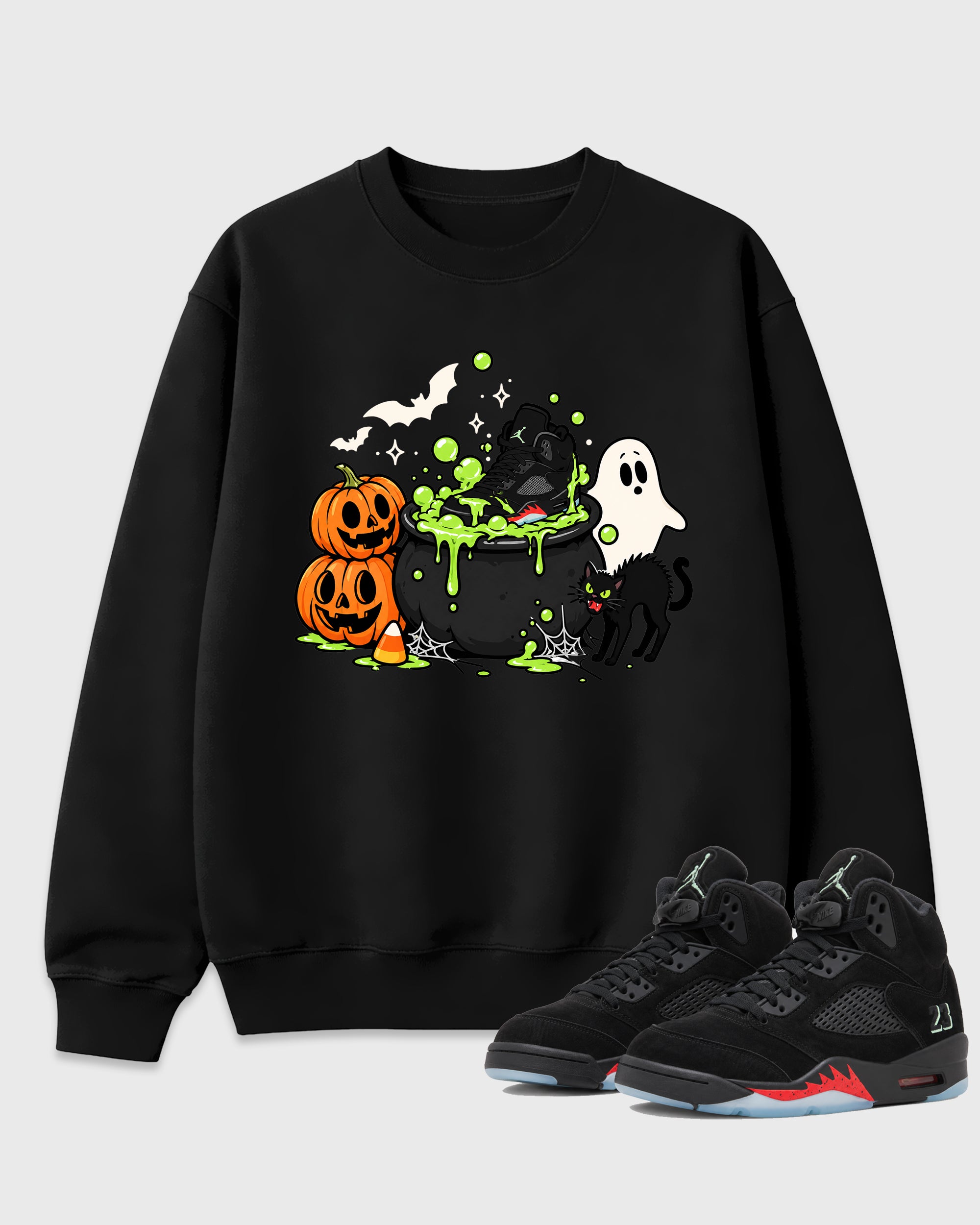 Halloween Potion Graphic T-Shirt featuring original streetwear artwork designed to match the Air Jordan 5 Halloween. Black 1 Graphic Tee.