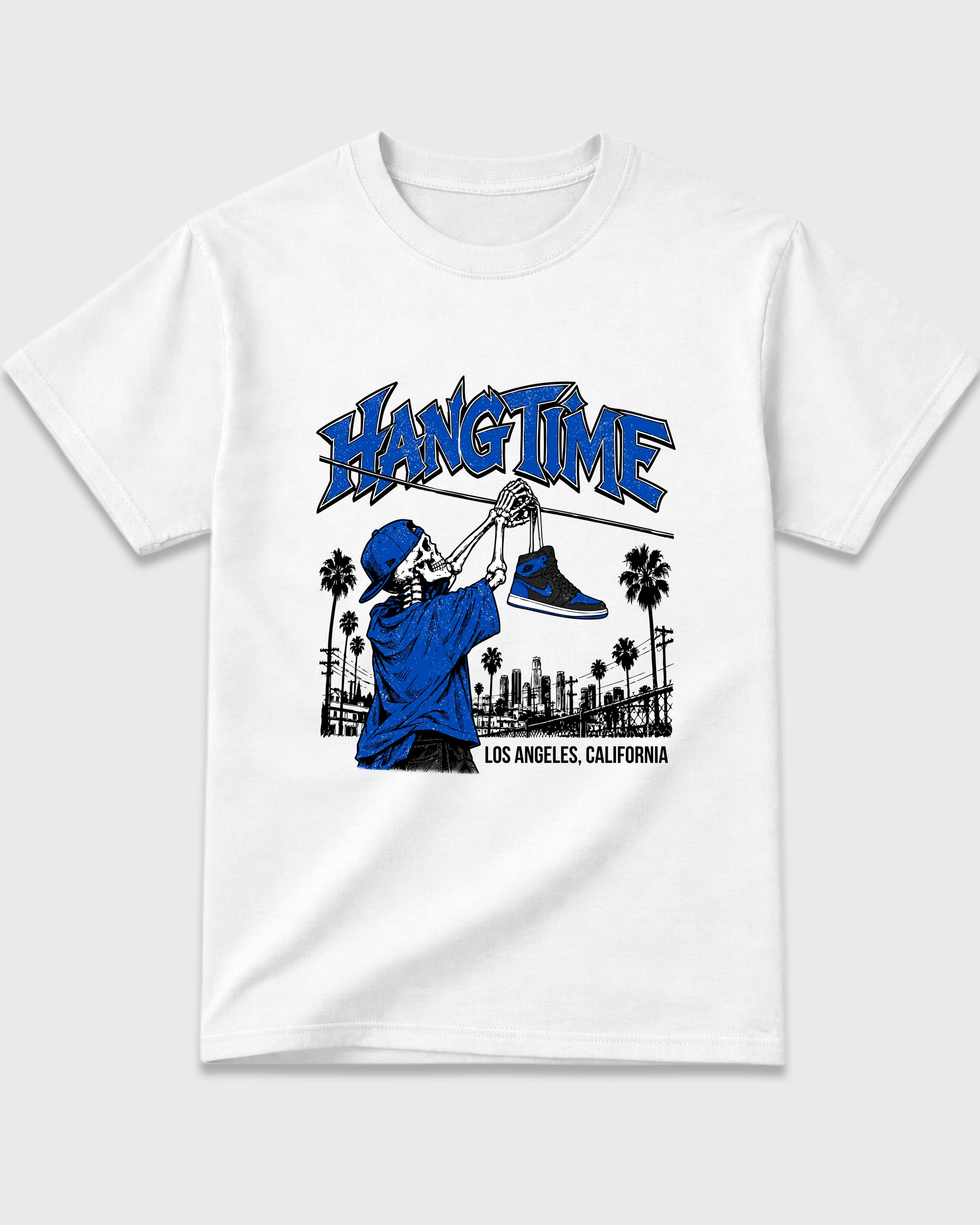 Hang Time Graphic T-Shirt featuring original streetwear artwork designed to match the Air Jordan 1 High OG 'Royal'. White 2 Graphic T-Shirt.