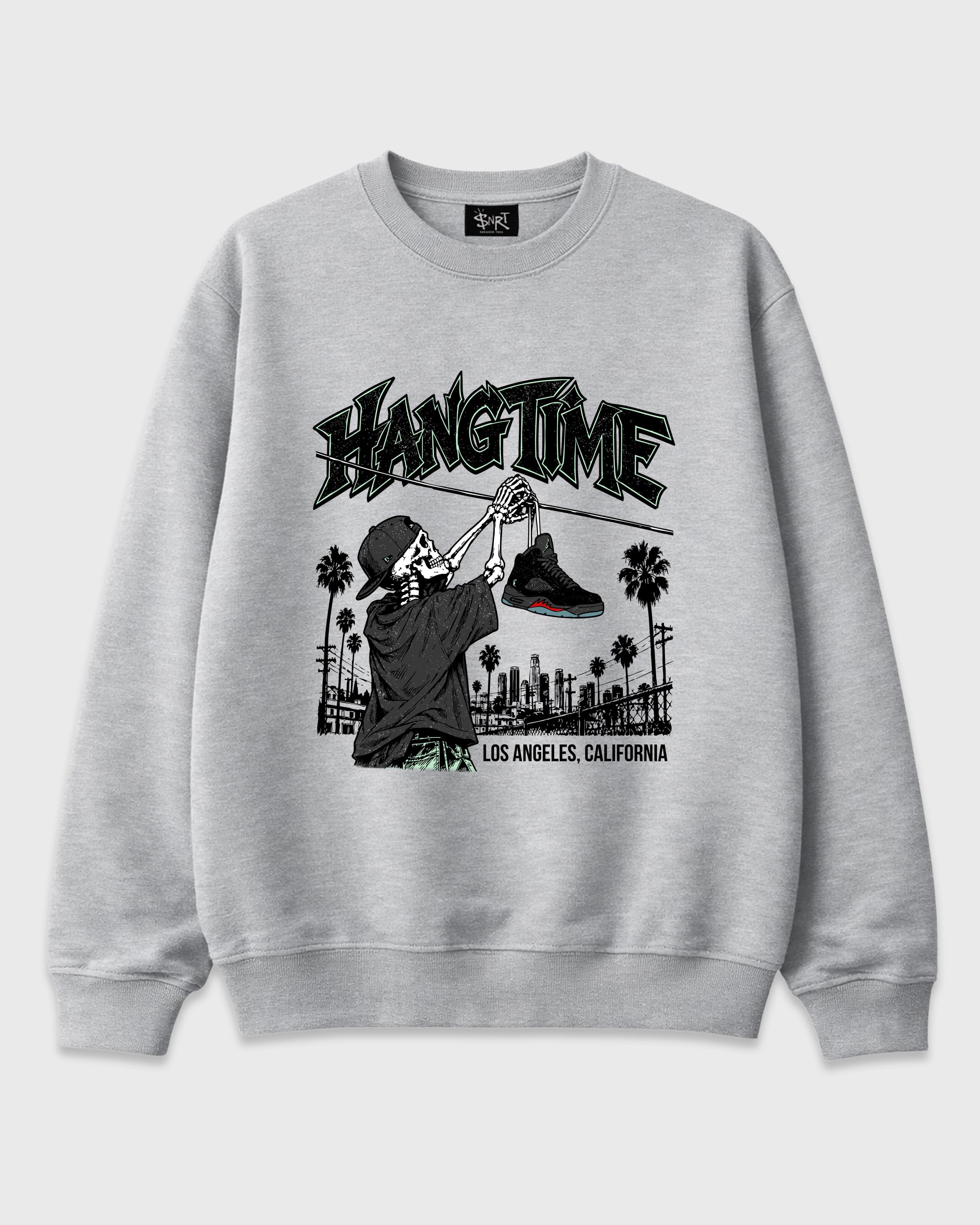 Hang Time Graphic T-Shirt featuring original streetwear artwork designed to match the Air Jordan 5 Halloween. Heather Grey 2 Graphic Tee.