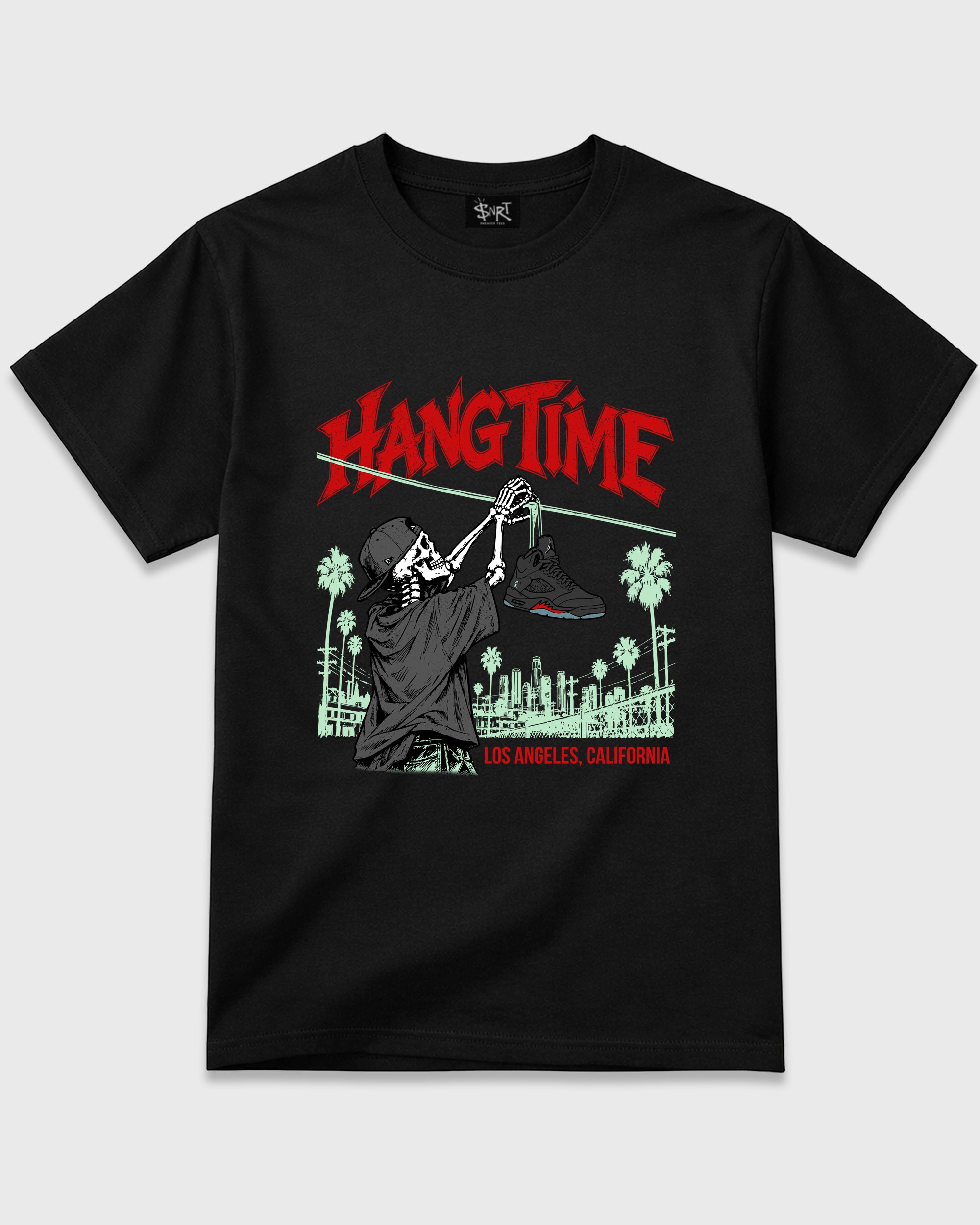 Hang Time Graphic T-Shirt featuring original streetwear artwork designed to match the Air Jordan 5 Halloween. Black 2 Graphic T-Shirt.