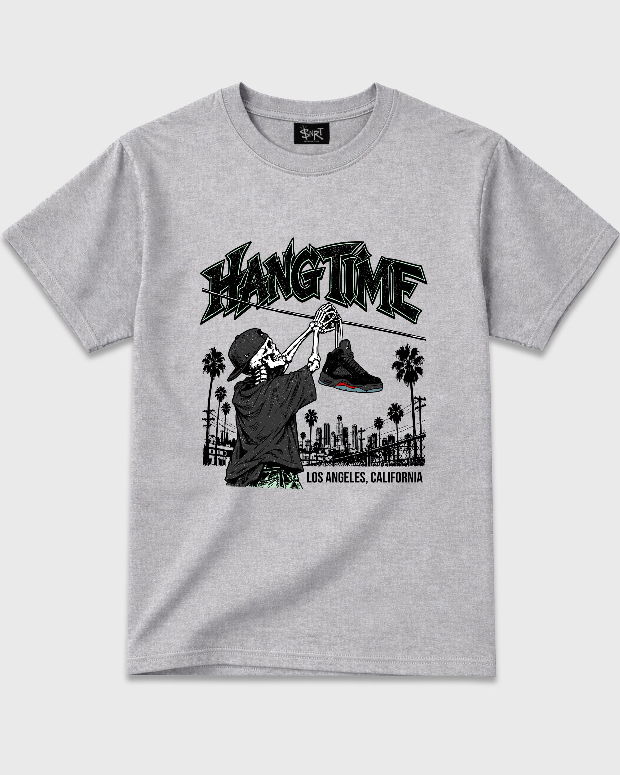 Hang Time Graphic T-Shirt featuring original streetwear artwork designed to match the Air Jordan 5 Halloween. Heather Grey 2 Graphic T-Shirt.