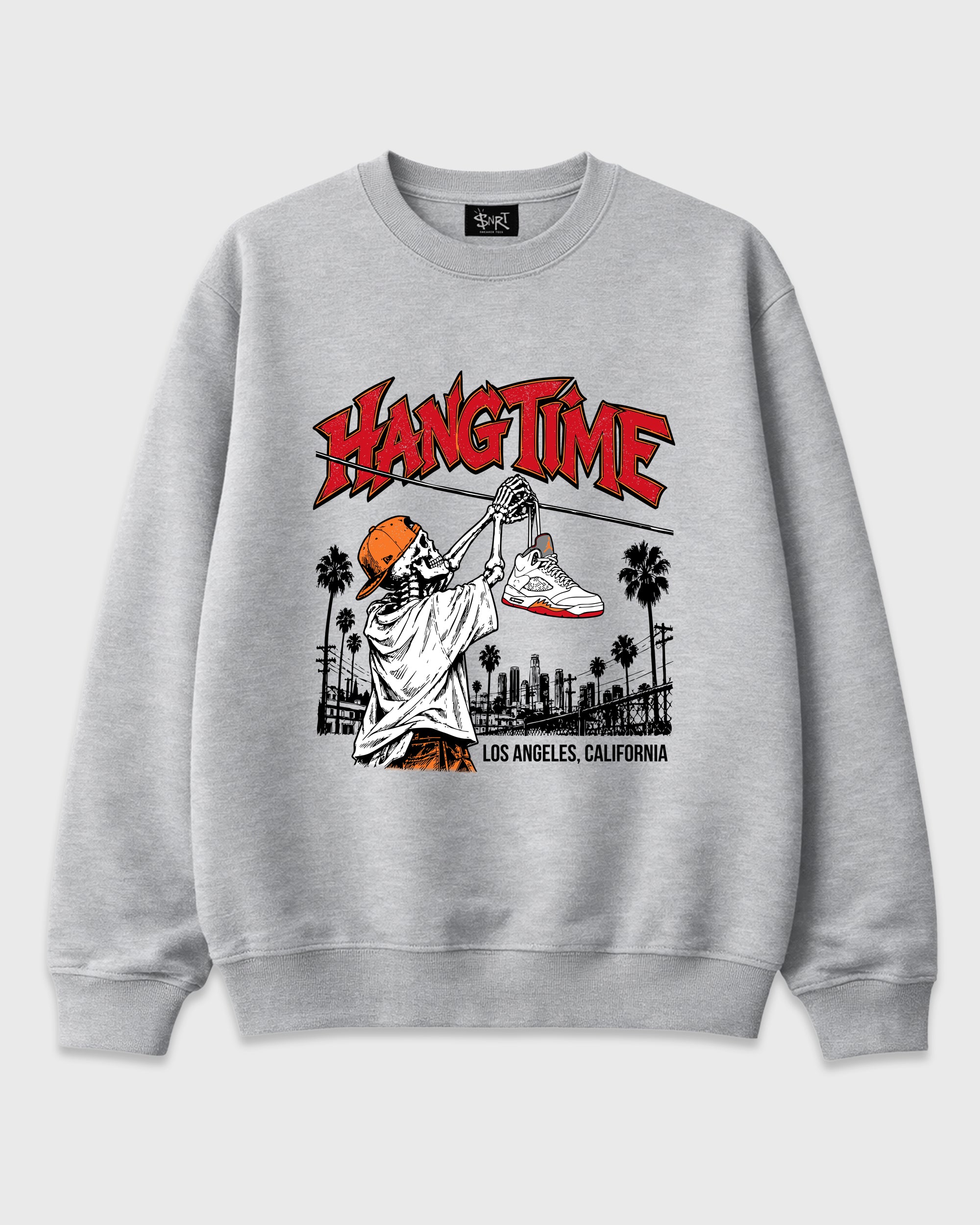 Hang Time Graphic T-Shirt featuring original streetwear artwork designed to match the Air Jordan 5 Sunset. Heather Grey 2 Graphic Tee.