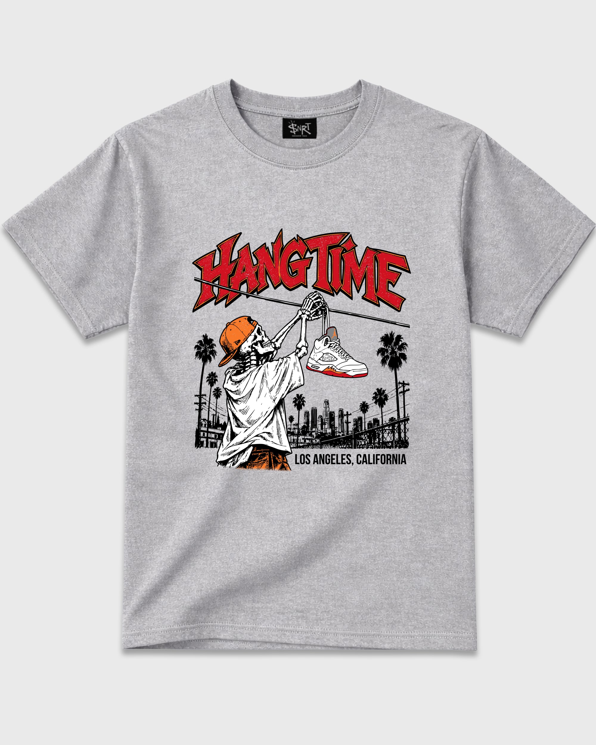 Hang Time Graphic T-Shirt featuring original streetwear artwork designed to match the Air Jordan 5 Sunset. Heather Grey 2 Graphic T-Shirt.