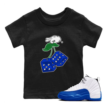 AJ12 Blueberry shirts to match jordans Hanging Dice sneaker match tees Air Jordan 12 Blueberry SNRT Sneaker Tees streetwear brand Baby and Youth Black 1 cotton tee