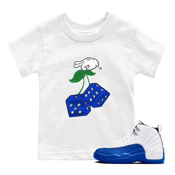 AJ12 Blueberry shirts to match jordans Hanging Dice sneaker match tees Air Jordan 12 Blueberry SNRT Sneaker Tees streetwear brand Baby and Youth White 1 cotton tee