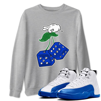 AJ12 Blueberry shirts to match jordans Hanging Dice sneaker match tees Air Jordan 12 Blueberry SNRT Sneaker Tees streetwear brand Heather Grey 1 unisex cotton tee