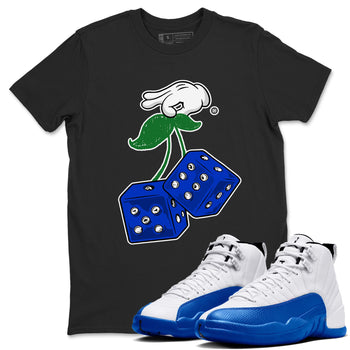 AJ12 Blueberry shirts to match jordans Hanging Dice sneaker match tees Air Jordan 12 Blueberry SNRT Sneaker Tees streetwear brand Black 1 unisex cotton tee