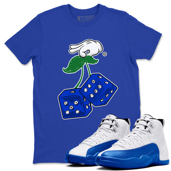 AJ12 Blueberry shirts to match jordans Hanging Dice sneaker match tees Air Jordan 12 Blueberry SNRT Sneaker Tees streetwear brand Royal Blue 1 unisex cotton tee