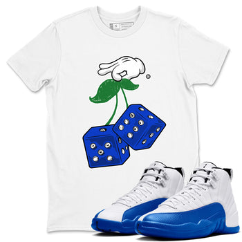 AJ12 Blueberry shirts to match jordans Hanging Dice sneaker match tees Air Jordan 12 Blueberry SNRT Sneaker Tees streetwear brand White 1 unisex cotton tee