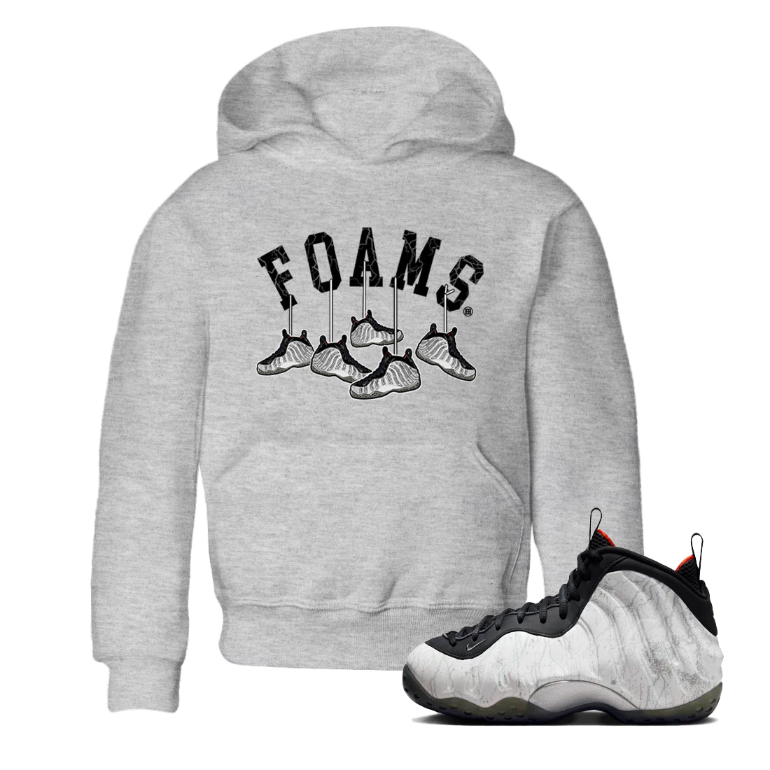 Foams One Jin shirts to match jordans Hanging Sneakers sneaker match tees Air Foamposite One Jin match shoes to clothes SNRT Sneaker Tees Youth Baby Heather Grey 1 tee