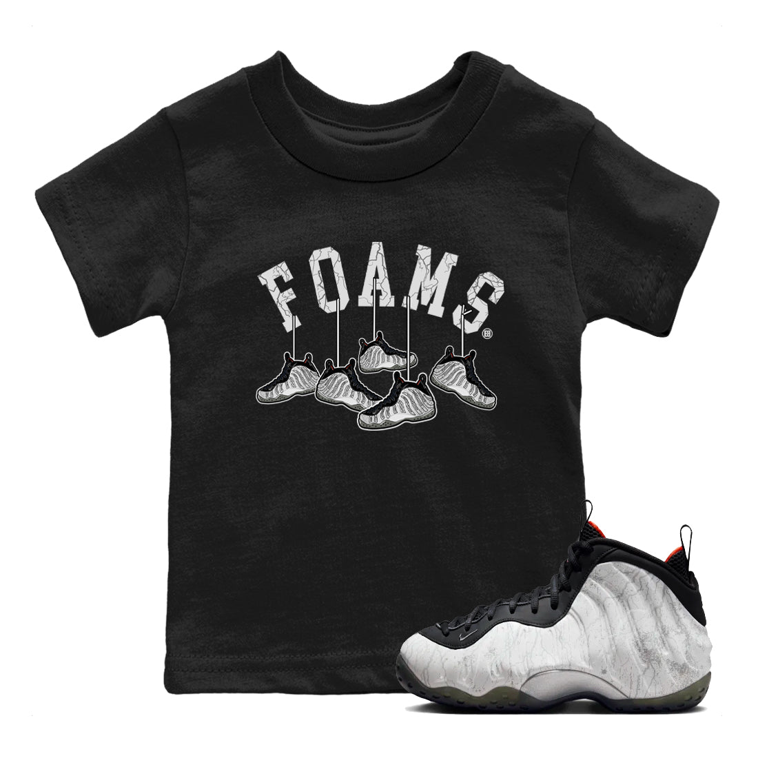 Foams One Jin shirts to match jordans Hanging Sneakers sneaker match tees Air Foamposite One Jin match shoes to clothes SNRT Sneaker Tees Youth Baby Black 1 tee