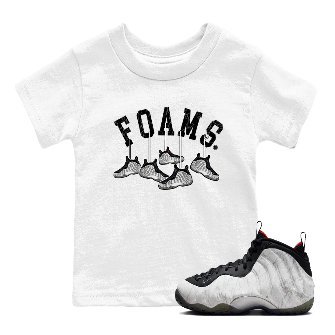 Foams One Jin shirts to match jordans Hanging Sneakers sneaker match tees Air Foamposite One Jin match shoes to clothes SNRT Sneaker Tees Youth Baby White 1 tee