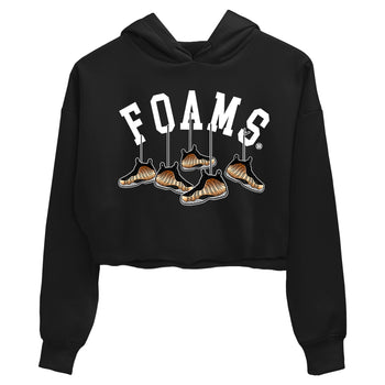 Foams One Metallic Copper shirts to match jordans Hanging Sneakers sneaker match tees Air Foamposite One Metallic Copper match shoes to clothes SNRT Sneaker Tees unisex cotton Black 2 crop tee