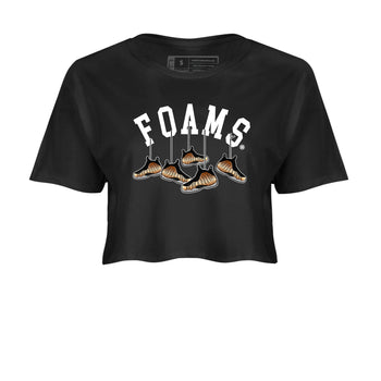 Foams One Metallic Copper shirts to match jordans Hanging Sneakers sneaker match tees Air Foamposite One Metallic Copper match shoes to clothes SNRT Sneaker Tees unisex cotton Black 2 crop tee