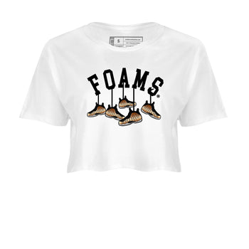 Foams One Metallic Copper shirts to match jordans Hanging Sneakers sneaker match tees Air Foamposite One Metallic Copper match shoes to clothes SNRT Sneaker Tees unisex cotton White 2 crop tee