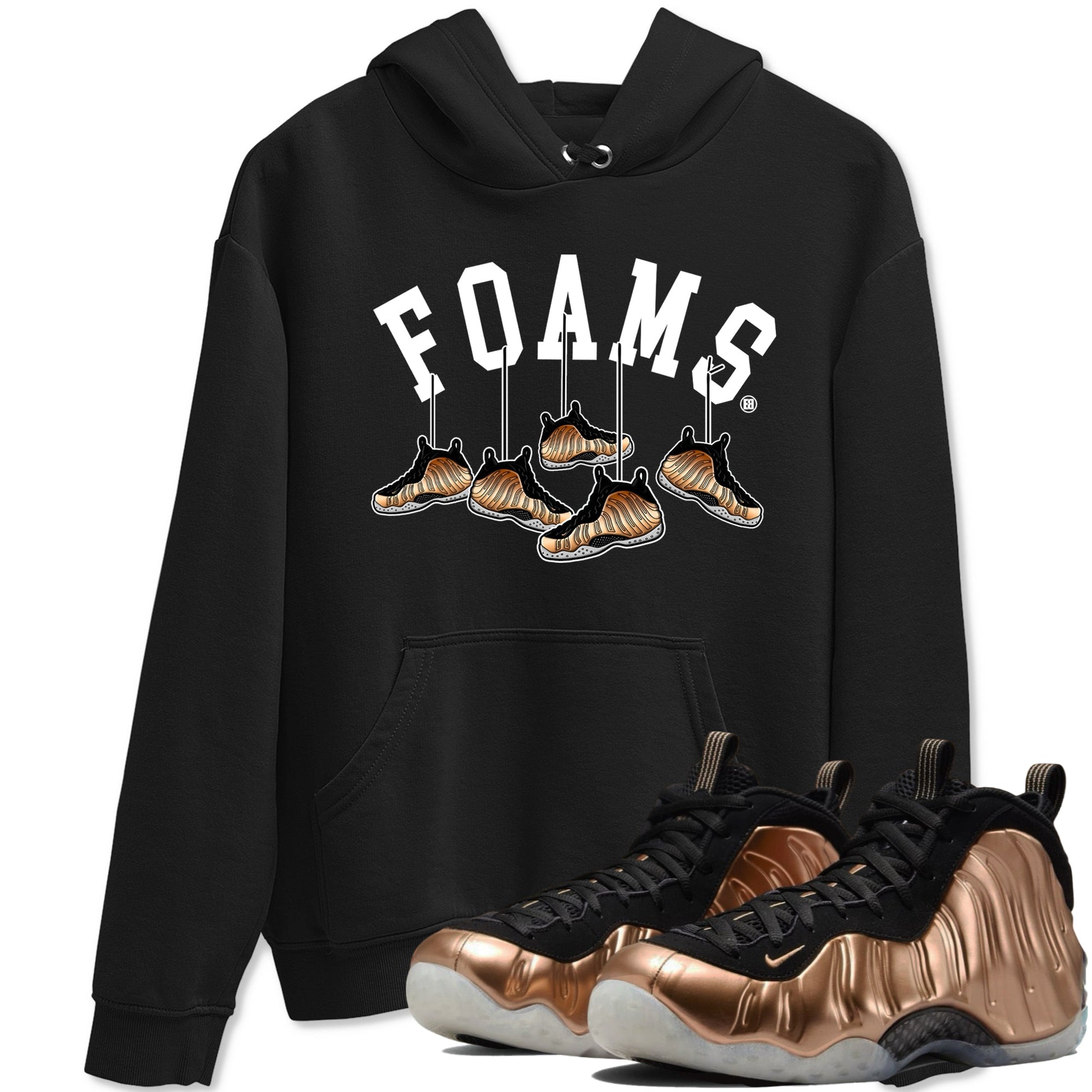 Foams One Metallic Copper shirts to match jordans Hanging Sneakers sneaker match tees Air Foamposite One Metallic Copper match shoes to clothes SNRT Sneaker Tees unisex cotton Black 1 shirts