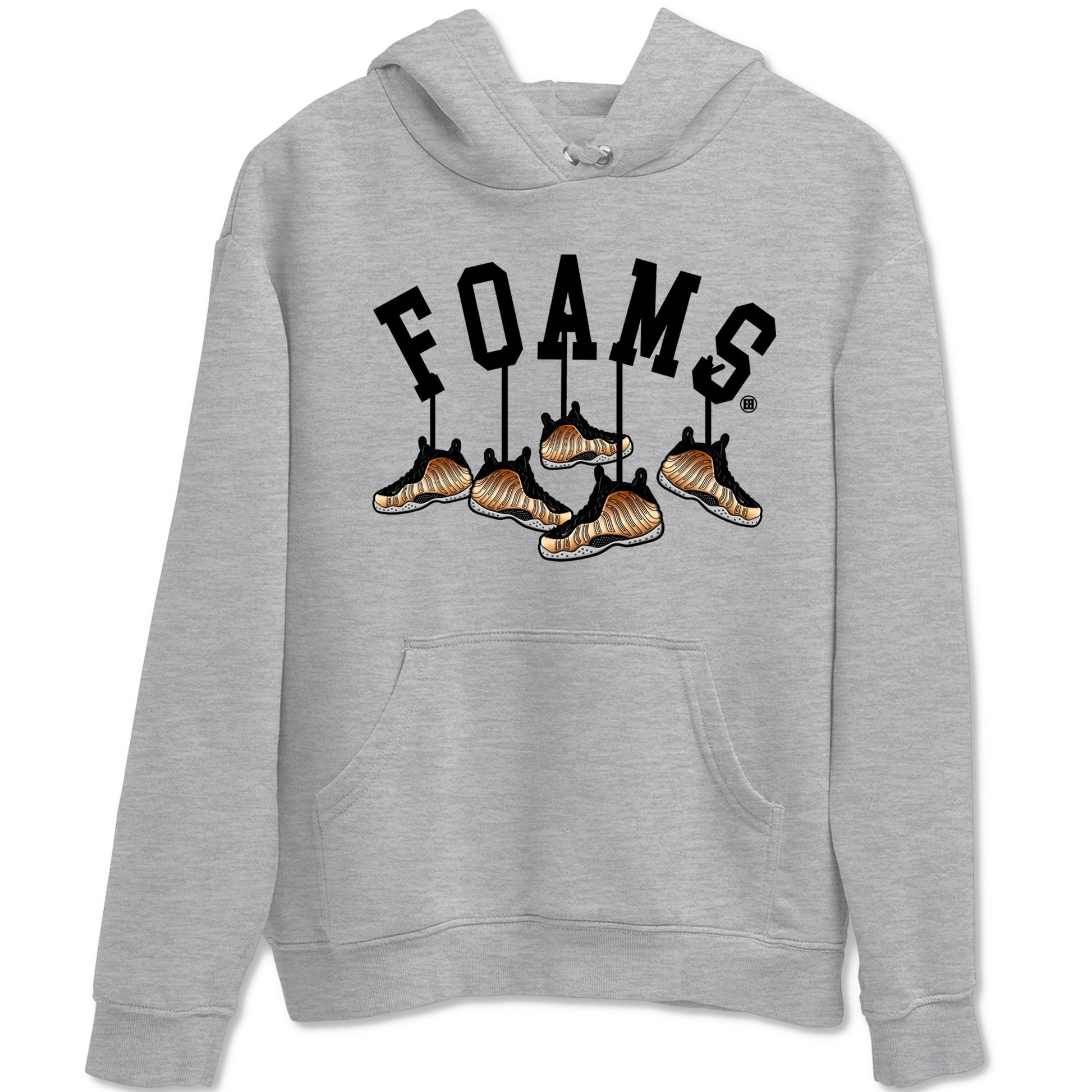 Foams One Metallic Copper shirts to match jordans Hanging Sneakers sneaker match tees Air Foamposite One Metallic Copper match shoes to clothes SNRT Sneaker Tees unisex cotton Heather Grey 2 shirts