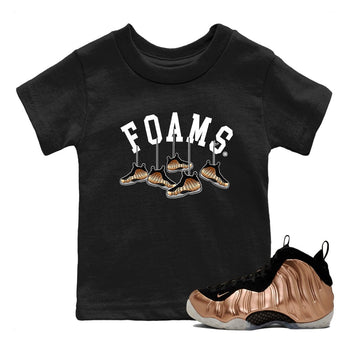 Foams One Metallic Copper shirts to match jordans Hanging Sneakers sneaker match tees Air Foamposite One Metallic Copper match shoes to clothes SNRT Sneaker Tees Youth Baby Black 1 tee