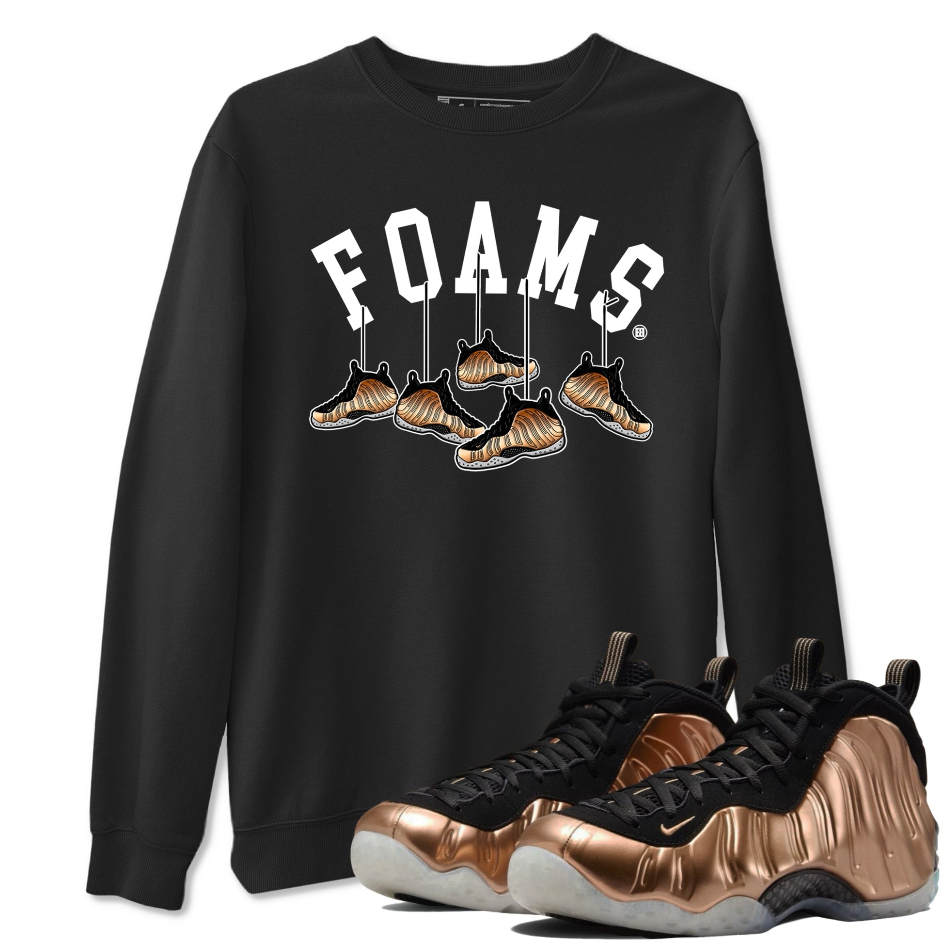 Foams One Metallic Copper shirts to match jordans Hanging Sneakers sneaker match tees Air Foamposite One Metallic Copper match shoes to clothes SNRT Sneaker Tees unisex cotton Black 1 shirts