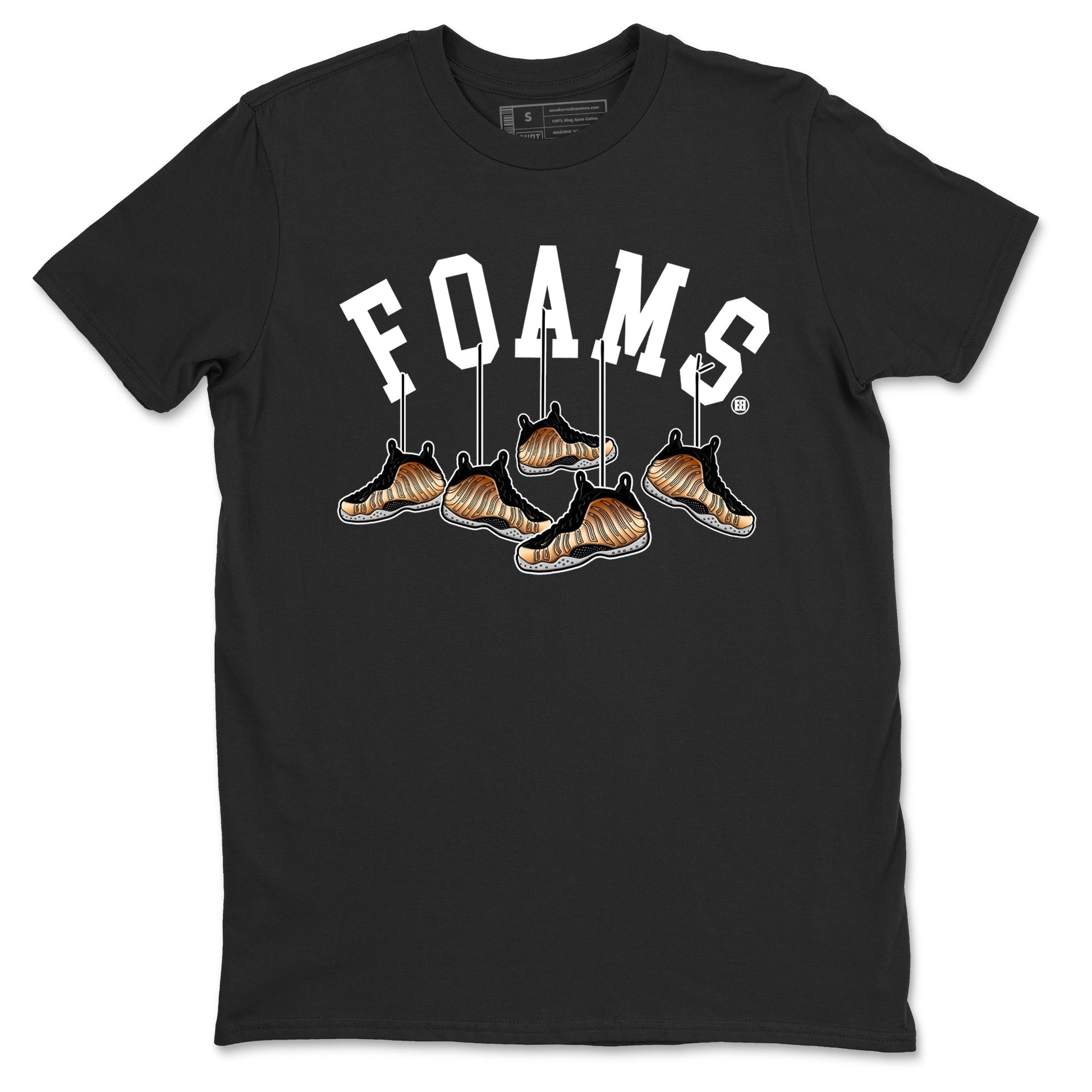 Foams One Metallic Copper shirts to match jordans Hanging Sneakers sneaker match tees Air Foamposite One Metallic Copper match shoes to clothes SNRT Sneaker Tees unisex cotton Black 2 shirts