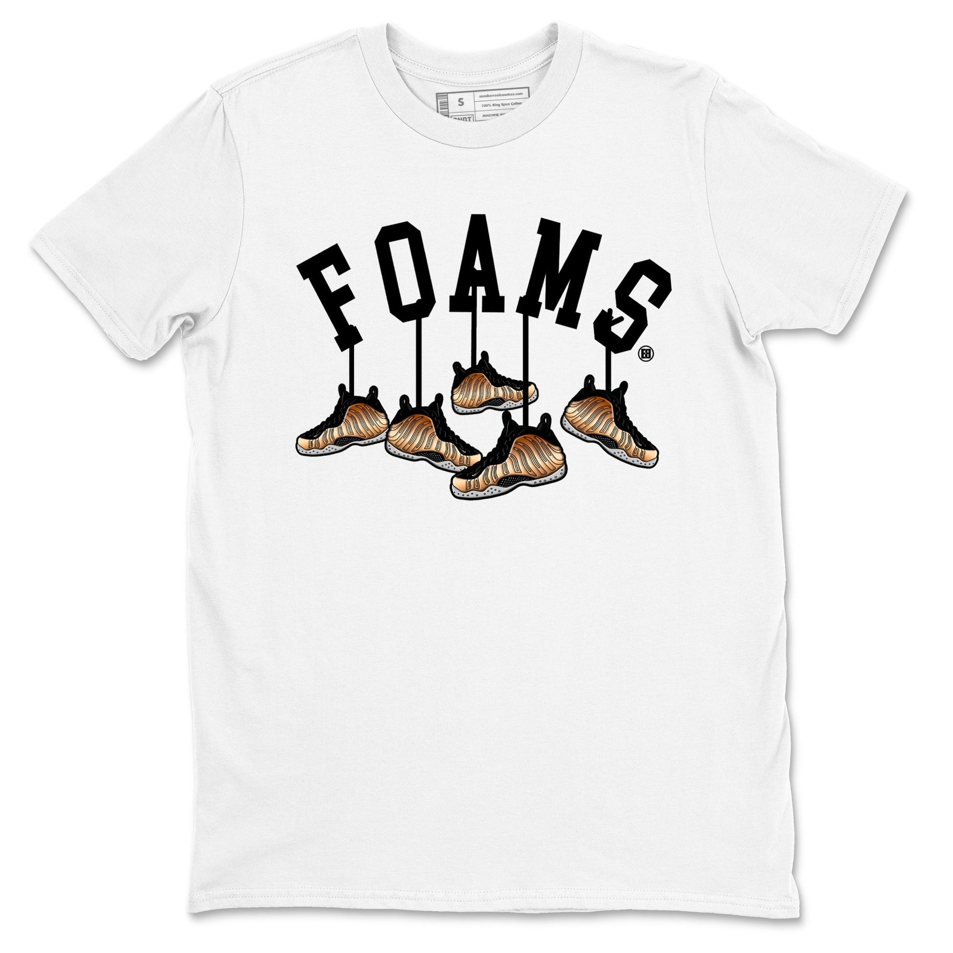 Foams One Metallic Copper shirts to match jordans Hanging Sneakers sneaker match tees Air Foamposite One Metallic Copper match shoes to clothes SNRT Sneaker Tees unisex cotton White 2 shirts